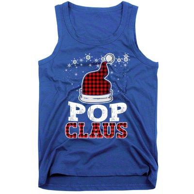 Pop Claus Christmas Santa Hat Buffalo Plaid Matching Family Cool Gift Tank Top