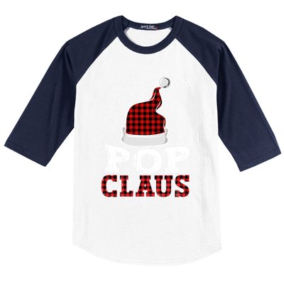 Pop Claus Christmas Santa Hat Buffalo Plaid Matching Family Cool Gift Baseball Sleeve Shirt