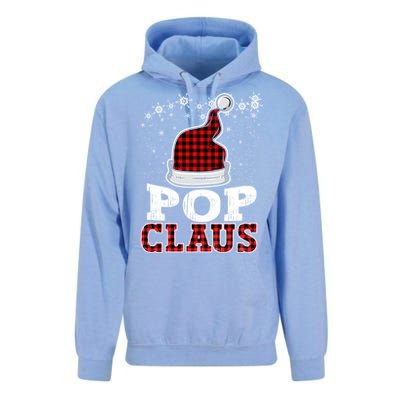 Pop Claus Christmas Santa Hat Buffalo Plaid Matching Family Cool Gift Unisex Surf Hoodie