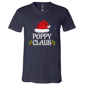 Poppy Claus Christmas Lights Santa Pajama Family Matching V-Neck T-Shirt