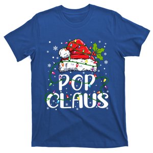 Pop Claus Christmas Santa Hat Matching Family Xmas Lights Gift T-Shirt