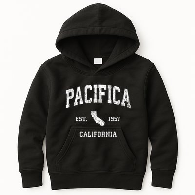 Pacifica California Ca Vintage Athletic Sports Kids Hoodie