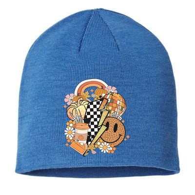 Pumpkin Coffee Cups Skeleton Groovy 70S Flowers Fall Autumn Gift Sustainable Beanie