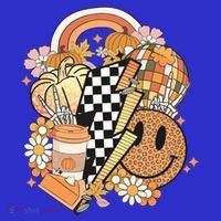 Pumpkin Coffee Cups Skeleton Groovy 70S Flowers Fall Autumn Gift Womens T-Shirt