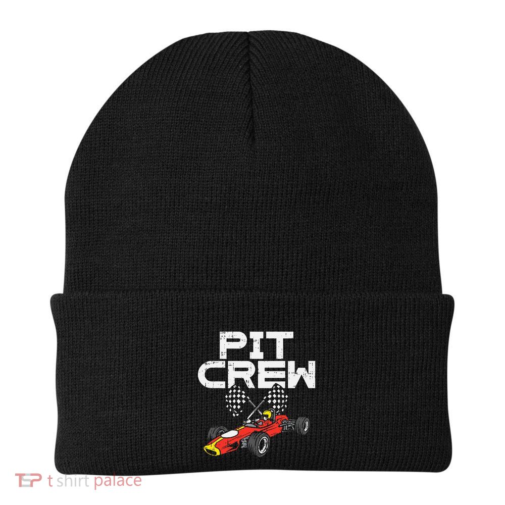 Pit Crew Checkered Flag Race Car Driver Racing Racer Gift Knit Cap Winter Beanie