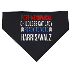 Postmenopausal Childless Cat Lady Ready To Vote Kamala USA-Made Doggie Bandana