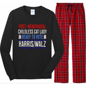 Postmenopausal Childless Cat Lady Ready To Vote Kamala Long Sleeve Pajama Set