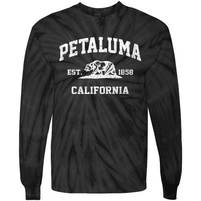 Petaluma California CA Vintage State Athletic Style Tie-Dye Long Sleeve Shirt