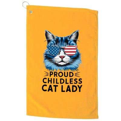 Proud Childless Cat Lady Usa Flag Democrat Liberal Kamala Harris 2024 President Platinum Collection Golf Towel