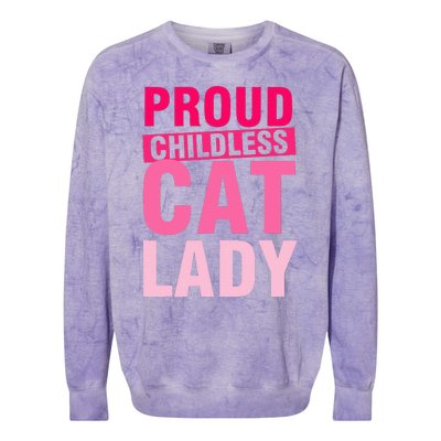 Proud Childless Cat Lady Vintage Design Colorblast Crewneck Sweatshirt