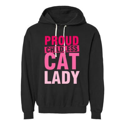 Proud Childless Cat Lady Vintage Design Garment-Dyed Fleece Hoodie