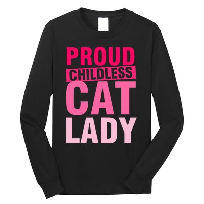 Proud Childless Cat Lady Vintage Design Long Sleeve Shirt