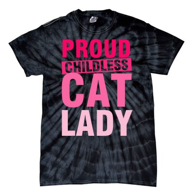 Proud Childless Cat Lady Vintage Design Tie-Dye T-Shirt