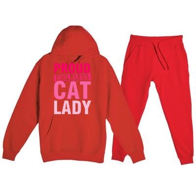 Proud Childless Cat Lady Vintage Design Premium Hooded Sweatsuit Set