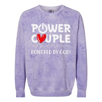 Power Couple Christian Couples Matching Valentines Day Colorblast Crewneck Sweatshirt