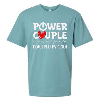 Power Couple Christian Couples Matching Valentines Day Sueded Cloud Jersey T-Shirt