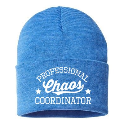Professional Chaos Coordinator Funny Mom Teacher Gift Sustainable Knit Beanie