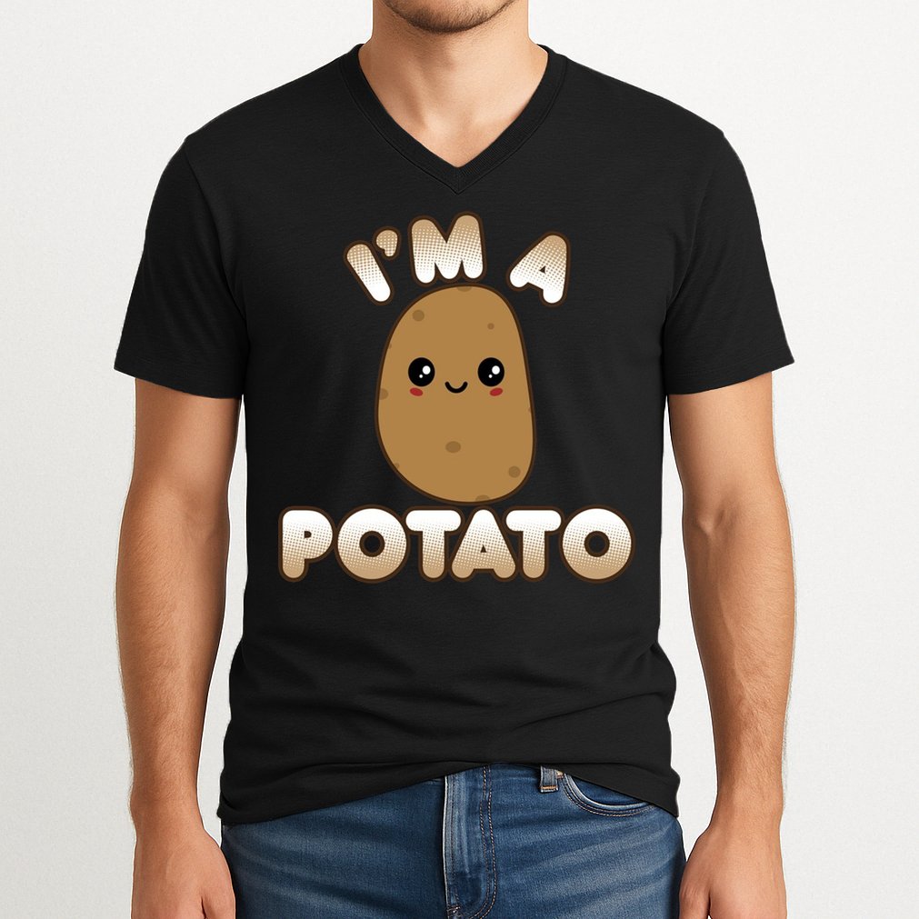 Potato Costume Cute Kawaii Style Smiling IM A Potato V-Neck T-Shirt