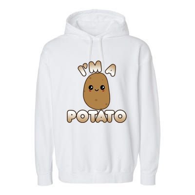 Potato Costume Cute Kawaii Style Smiling IM A Potato Garment-Dyed Fleece Hoodie