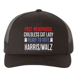 Postmenopausal Childless Cat Lady Ready To Vote Kamala Yupoong Adult 5-Panel Trucker Hat