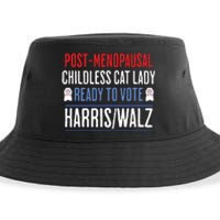 Postmenopausal Childless Cat Lady Ready To Vote Kamala Sustainable Bucket Hat