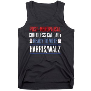 Postmenopausal Childless Cat Lady Ready To Vote Kamala Tank Top