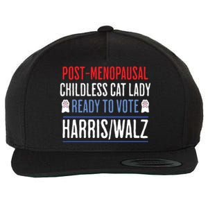 Postmenopausal Childless Cat Lady Ready To Vote Kamala Wool Snapback Cap