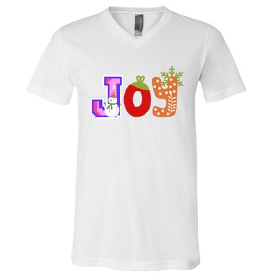 Personalized Christmas Christmas Reindeer Christmas Joytoddlercrew Neck Pul V-Neck T-Shirt