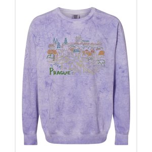 Prague City Charles Bridge Colorblast Crewneck Sweatshirt