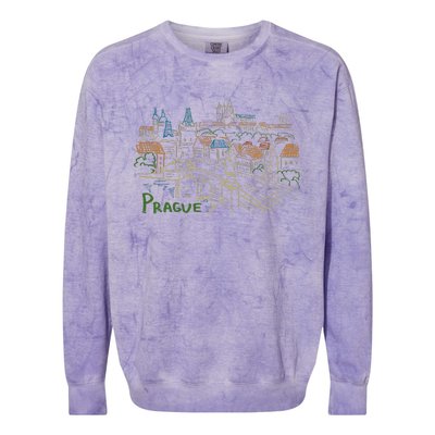 Prague City Charles Bridge Colorblast Crewneck Sweatshirt