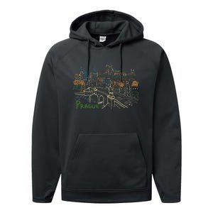 Prague City Charles Bridge Performance Fleece Hoodie