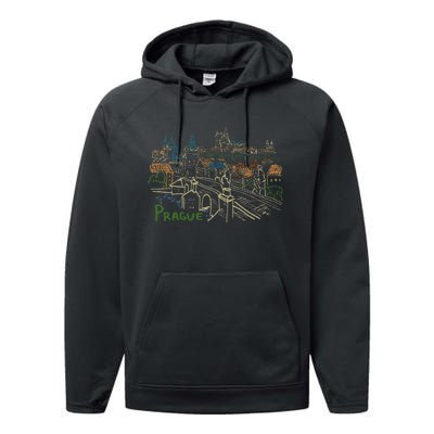 Prague City Charles Bridge Performance Fleece Hoodie