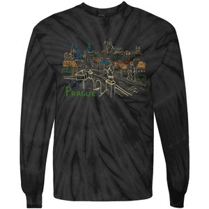 Prague City Charles Bridge Tie-Dye Long Sleeve Shirt