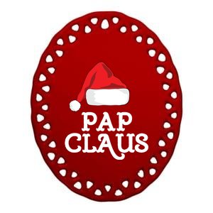 Pap Claus Christmas Family Group Matching Pajama Gift Ceramic Oval Ornament