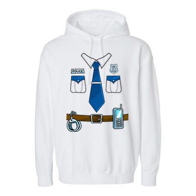 Police Costume Cop Uniform Officer Halloween Garment-Dyed Fleece Hoodie
