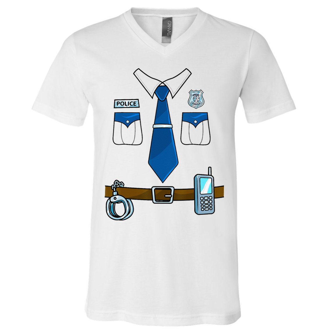 Police Costume Cop Uniform Officer Halloween V-Neck T-Shirt
