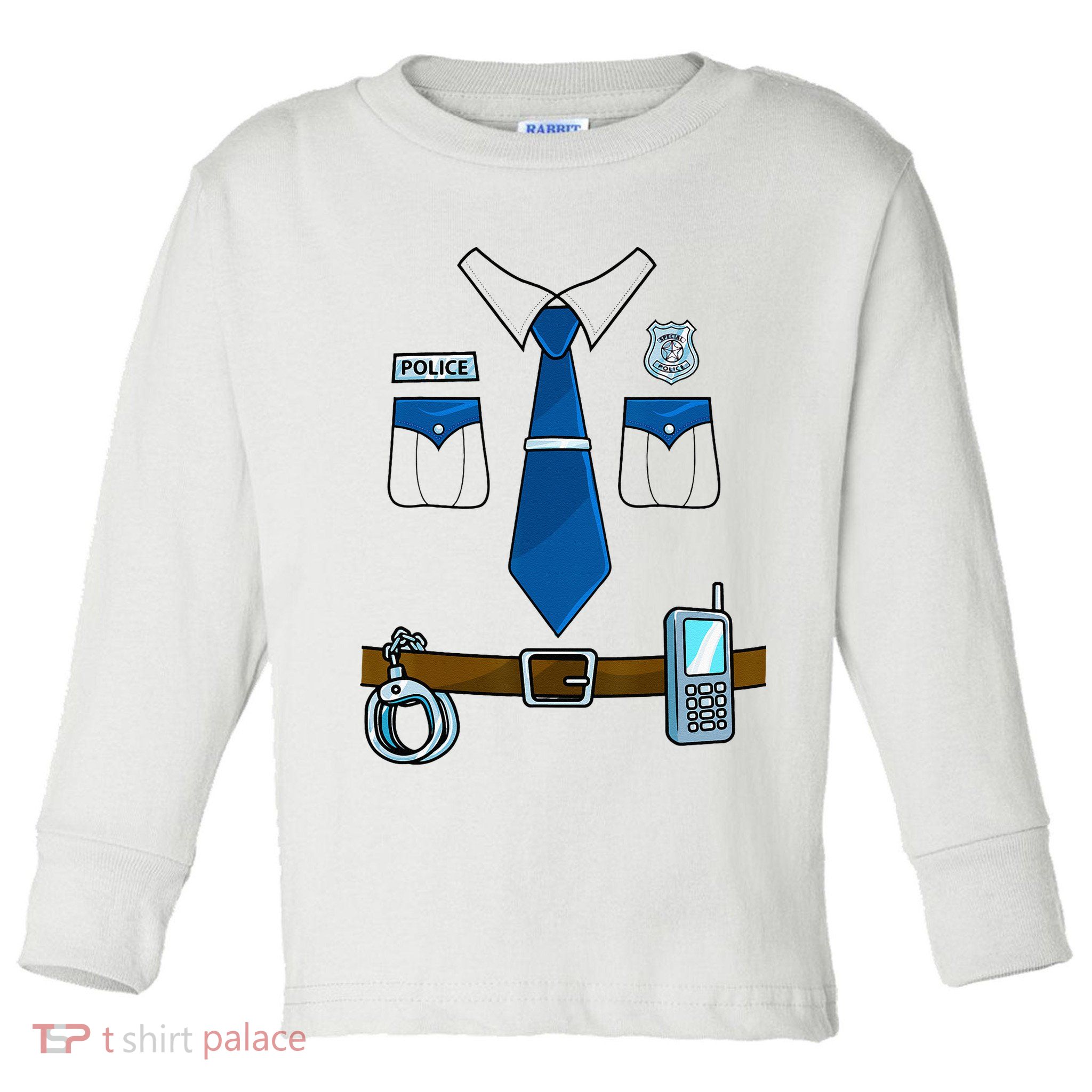 Police Costume Cop Uniform Officer Halloween Toddler Long Sleeve Shirt