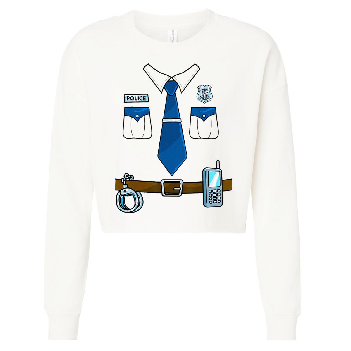 Police Costume Cop Uniform Officer Halloween Cropped Pullover Crew
