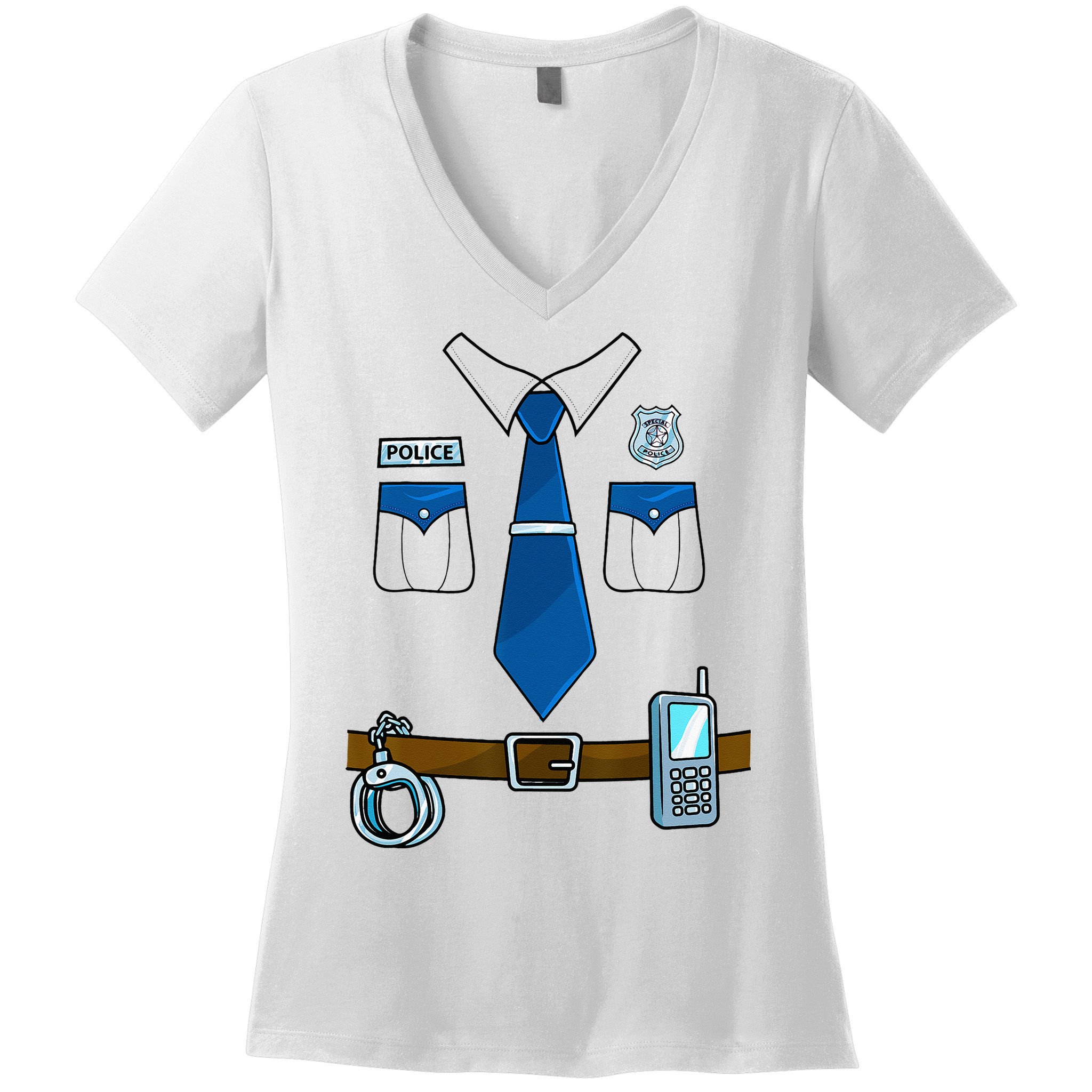 Police Costume Cop Uniform Officer Halloween Women's V-Neck T-Shirt