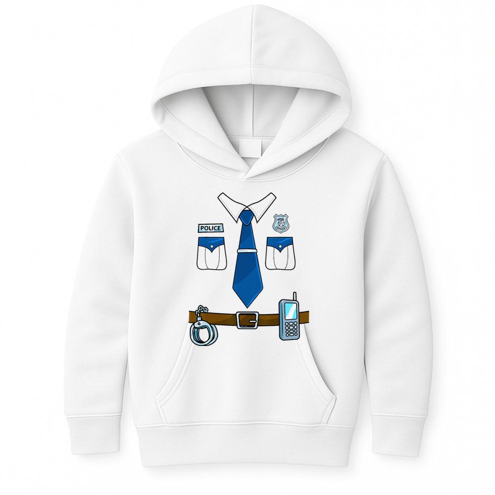 Police Costume Cop Uniform Officer Halloween Kids Hoodie
