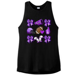 Purple Cheer Coquette Football Mom Ladies PosiCharge Tri-Blend Wicking Tank