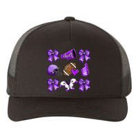 Purple Cheer Coquette Football Mom Yupoong Adult 5-Panel Trucker Hat