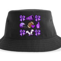 Purple Cheer Coquette Football Mom Sustainable Bucket Hat