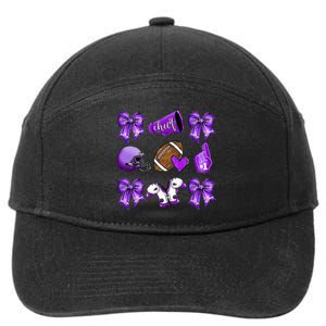 Purple Cheer Coquette Football Mom 7-Panel Snapback Hat