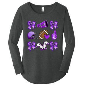 Purple Cheer Coquette Football Mom Women's Perfect Tri Tunic Long Sleeve Shirt