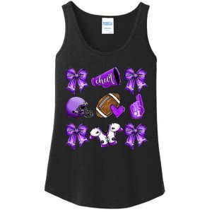 Purple Cheer Coquette Football Mom Ladies Essential Tank