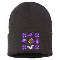 Purple Cheer Coquette Football Mom Sustainable Knit Beanie