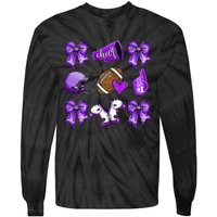 Purple Cheer Coquette Football Mom Tie-Dye Long Sleeve Shirt