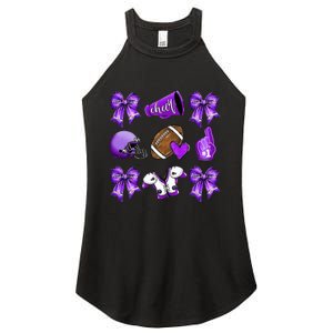 Purple Cheer Coquette Football Mom Women's Perfect Tri Rocker Tank