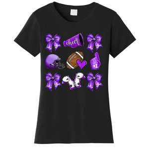 Purple Cheer Coquette Football Mom Women's T-Shirt